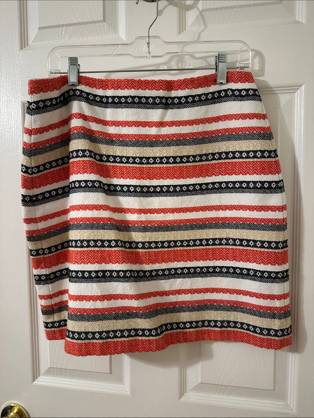 LOFT Red, Black & Cream Striped Mini Skirt